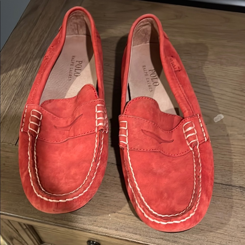 Polo by Ralph Lauren Red Loafers Suede Slip-Ons